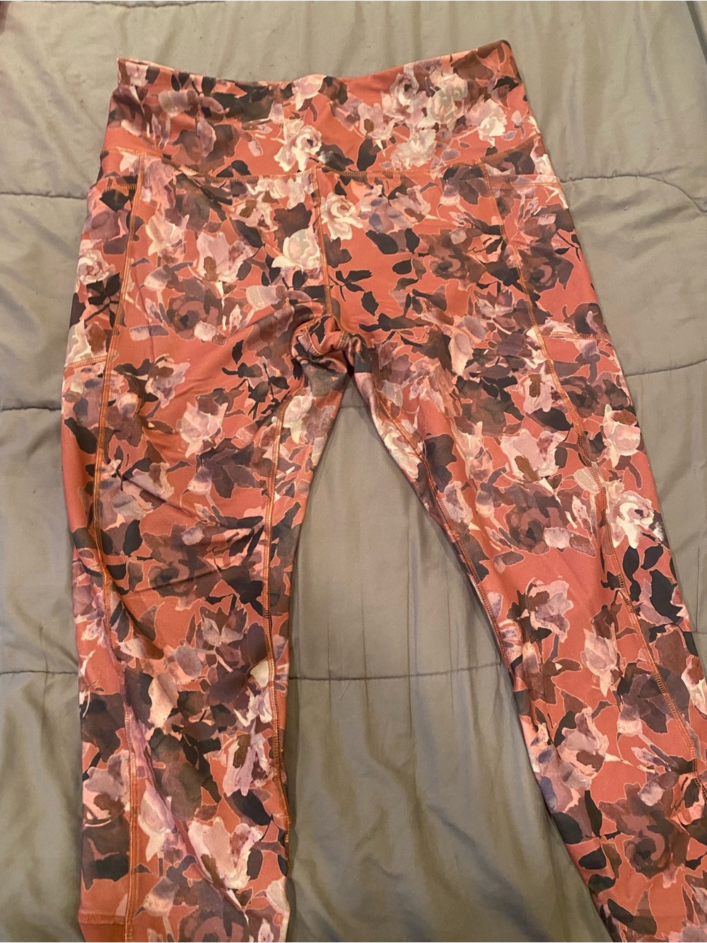 RBX Floral Print Leggings in Rust and Rose